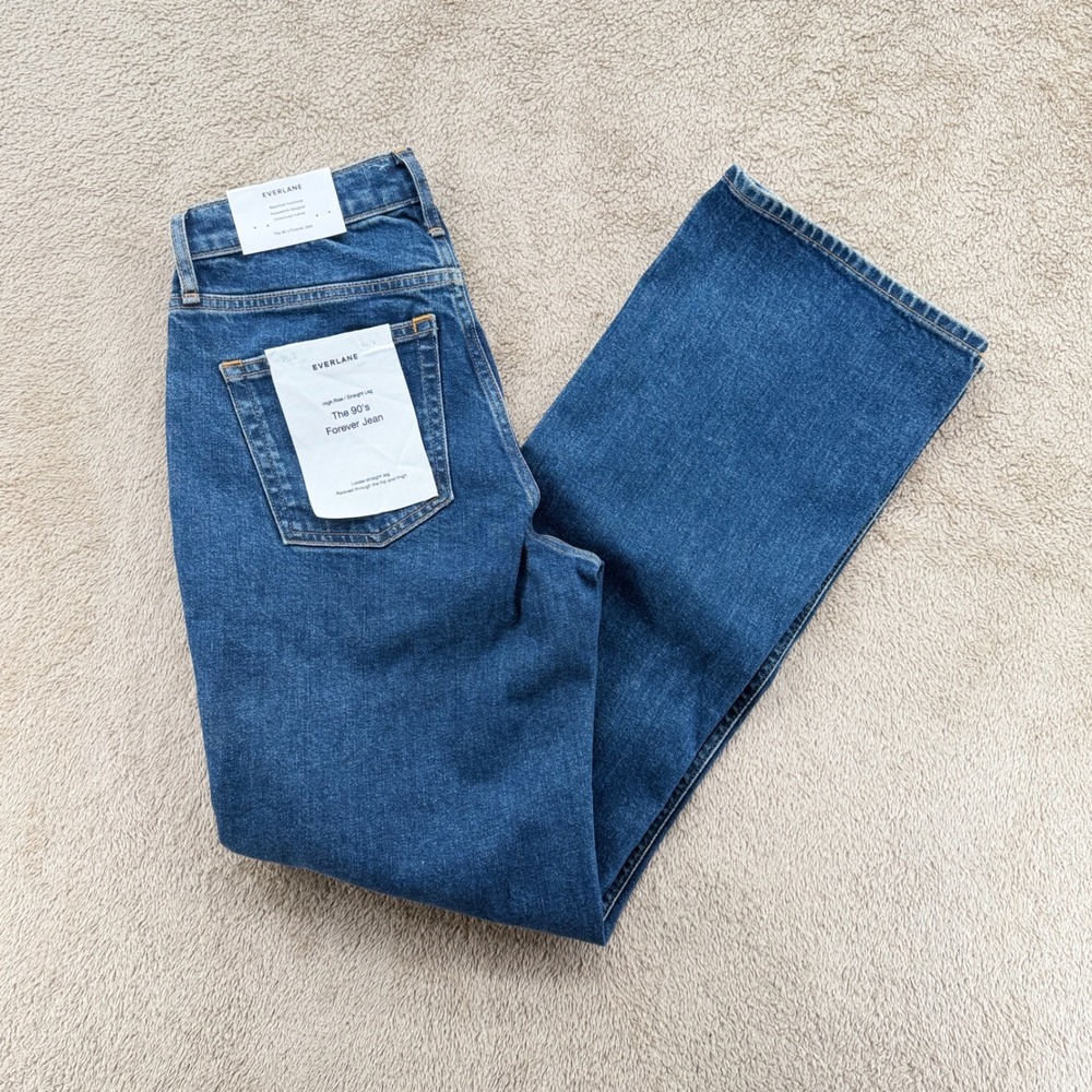 Everlane The 90s Forever Jean High Rise Straight Leg Blue Denim 26R NEW